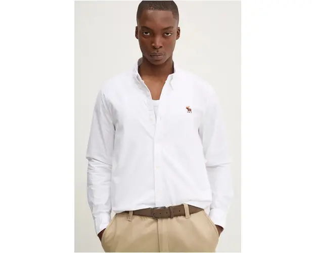 Abercrombie & Fitch camasa barbati, culoarea alb, cu guler button-down, regular, KI125-4285