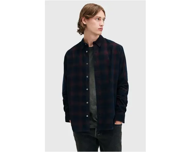AllSaints camasa din bumbac DAYBREAKER LS SHIRT barbati, culoarea albastru marin, cu guler clasic, relaxed, M033SB