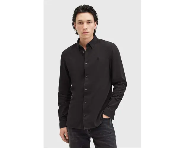 AllSaints camasa din bumbac LOVELL LS SHIRT barbati, culoarea negru, cu guler clasic, slim, M152SB