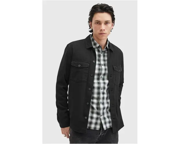 AllSaints camasa din bumbac SPOTTER LS SHIRT barbati, culoarea negru, cu guler clasic, slim, M154SB