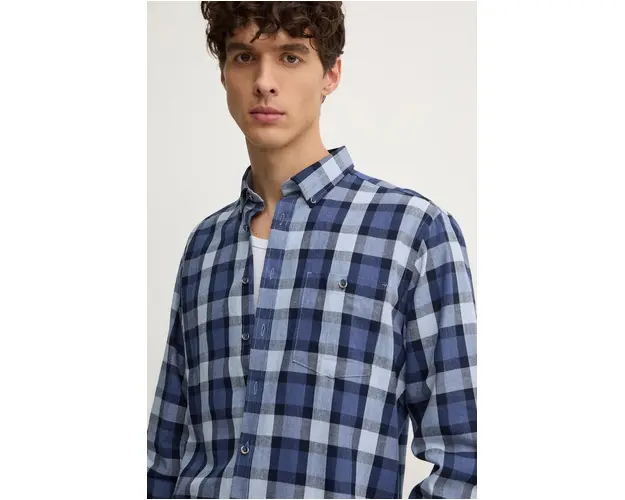 Lindbergh camasa din bumbac Lindbergh x Jack's barbati, culoarea albastru marin, cu guler button-down, regular, 3-210116