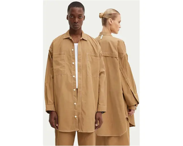 Sunnei camasa culoarea bej, cu guler clasic, relaxed, RTWXSHR005