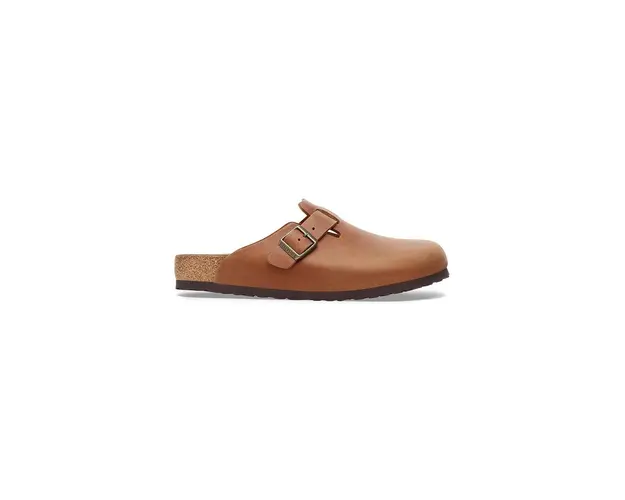Birkenstock slapi de piele Boston femei, culoarea maro, 1028310