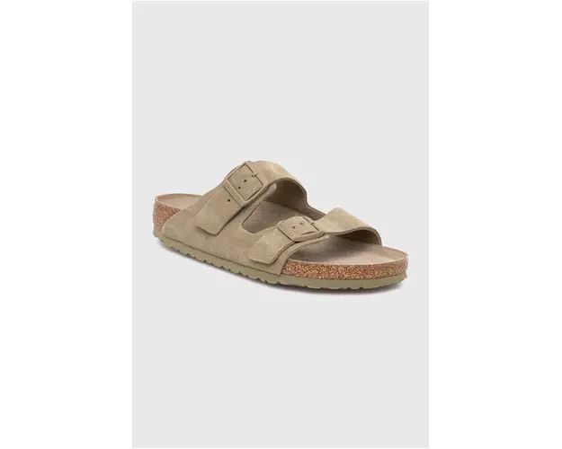 Birkenstock papuci din piele Arizona SFB barbati, culoarea verde, 1019045