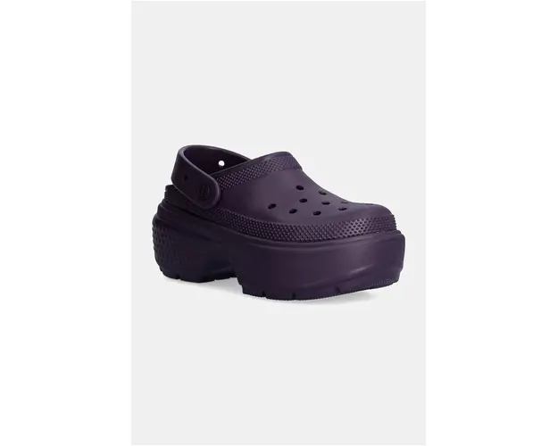 Crocs papuci Stomp Clog femei, culoarea violet, cu platforma, 209347