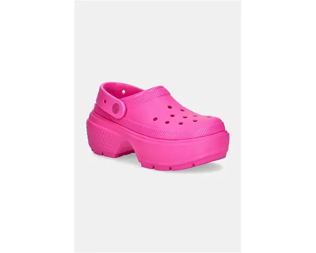 Crocs papuci Stomp Clog femei, culoarea roz, cu platforma, 209347