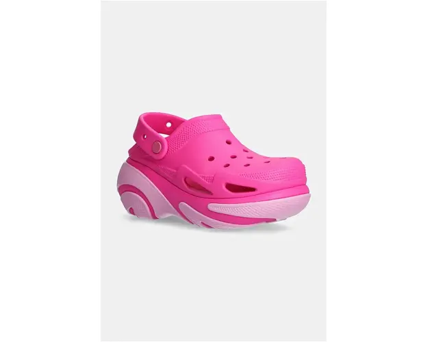 Crocs papuci Bubble Crush Clog femei, culoarea roz, cu platforma, 210061