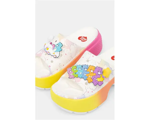 Crocs papuci Care Bears Stomp Slide femei, culoarea alb, cu platforma, 210108