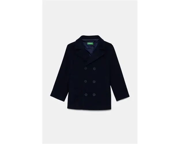 United Colors of Benetton palton din amestec de lana pentru copii culoarea albastru marin, 20PYCN056