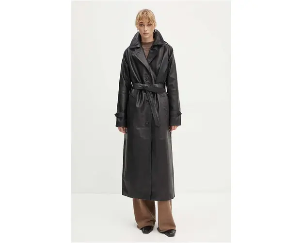 Iceberg palton de piele femei, culoarea negru, de tranzitie, oversize, ZN11 6804