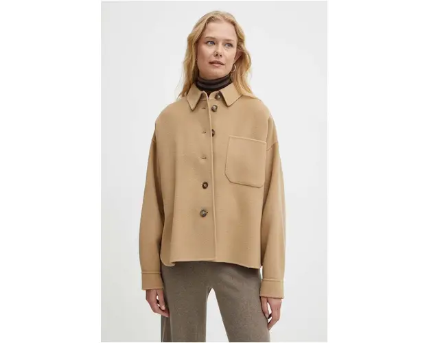 Weekend Max Mara geaca de lana culoarea bej, de tranzitie, 2425086041600