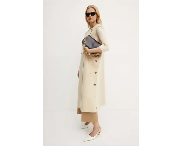 Weekend Max Mara vesta de lana culoarea bej, de tranzitie, 2425276011600