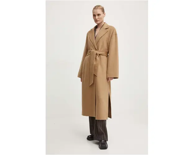 Day Birger et Mikkelsen palton de lana Wright - Double Faced Wool culoarea maro, de tranzitie, desfacut, DAY65243322