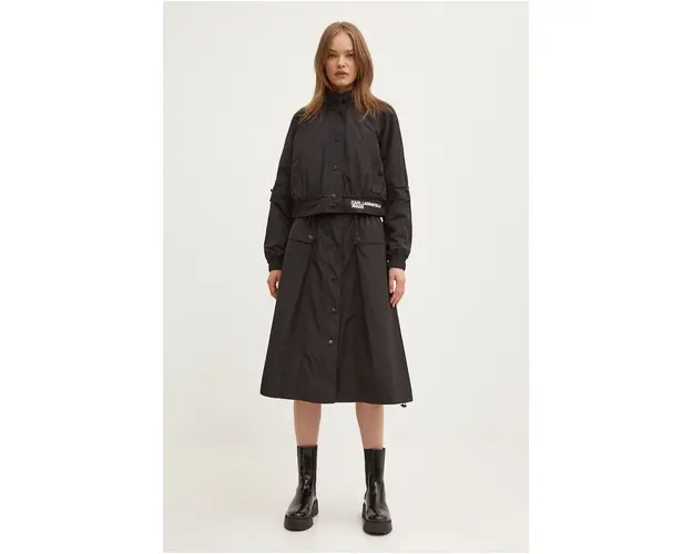 Karl Lagerfeld Jeans geaca femei, culoarea negru, de tranzitie, 245J1504
