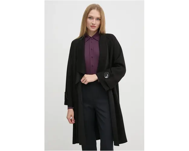 Joseph Ribkoff palton femei, culoarea negru, de tranzitie, oversize, 244171
