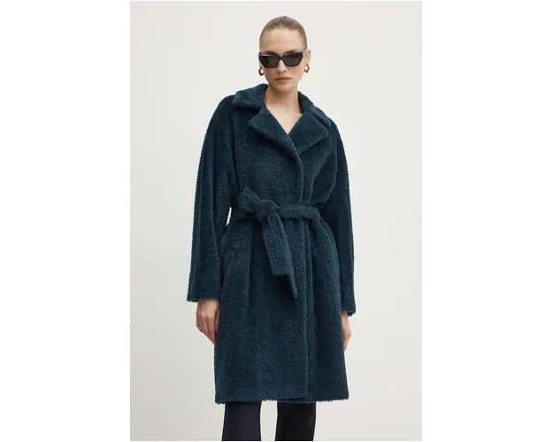 Marella palton de lana culoarea verde, de tranzitie, oversize, 2423016061200