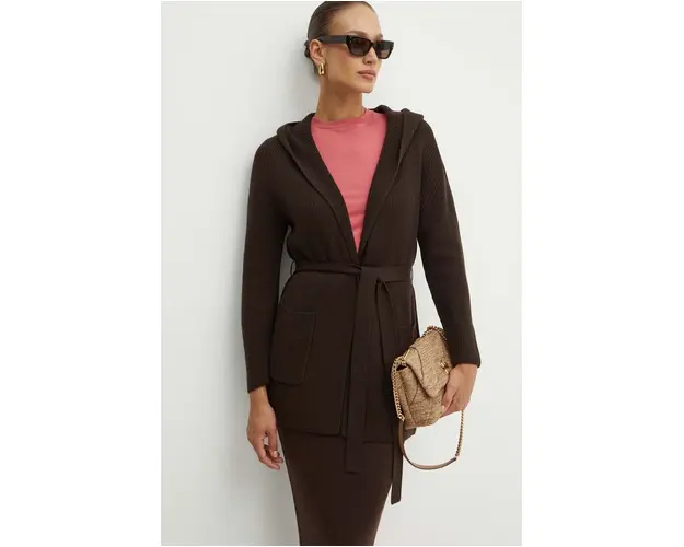 Max Mara Leisure cardigan din lana culoarea maro, 2426316028600