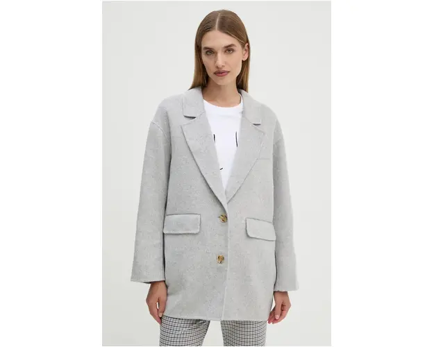 American Vintage geaca de lana culoarea gri, un singur rand de nasturi, melanj, DADO17LCH24