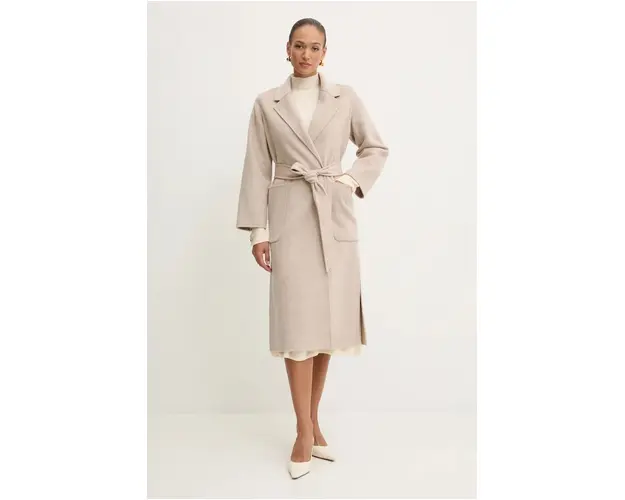 Ivy Oak palton de lana culoarea bej, de tranzitie, desfacut, IO111046