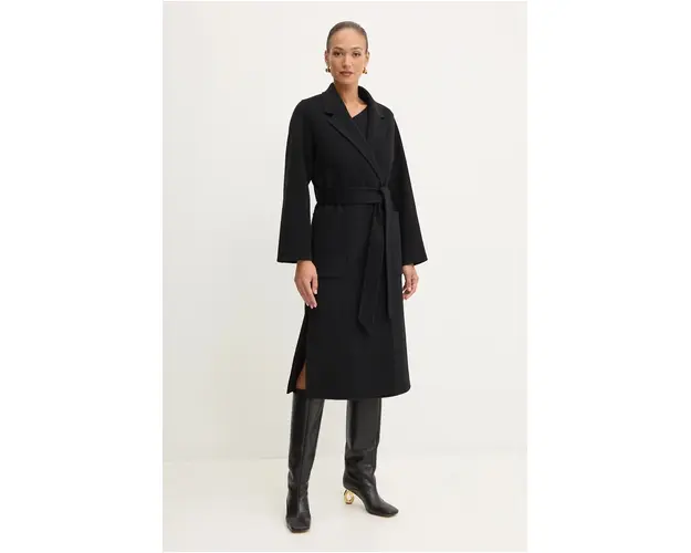 Ivy Oak palton de lana culoarea negru, de tranzitie, desfacut, IO111046