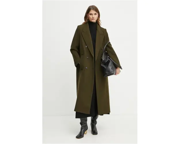Ivy Oak palton de lana culoarea verde, de tranzitie, IO111135
