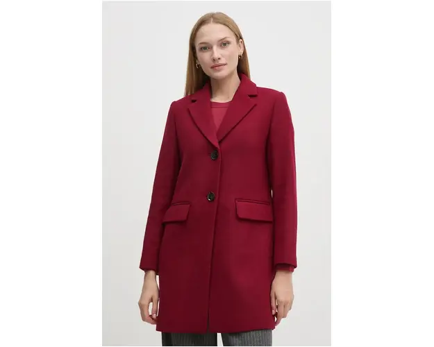 Sisley palton de lana culoarea bordo, de tranzitie, 2JJYLN04N