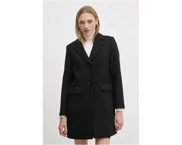 Sisley palton de lana culoarea negru, de tranzitie, 2JJYLN04N