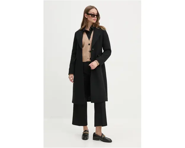 Sisley palton de lana culoarea negru, de tranzitie, 2JJYLN04Z