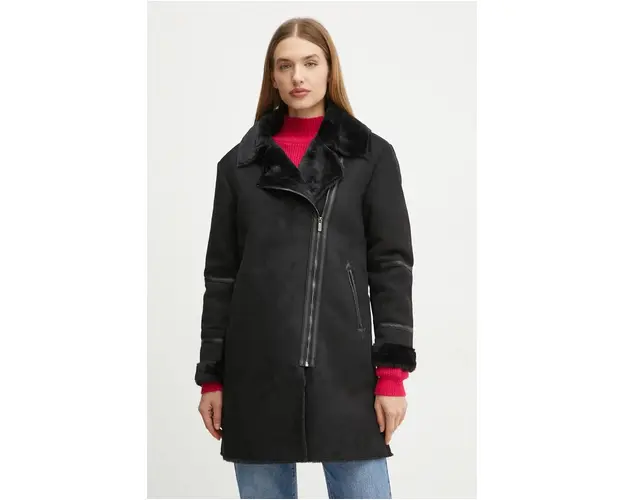 Morgan palton GLANA femei, culoarea negru, de tranzitie, GLANA