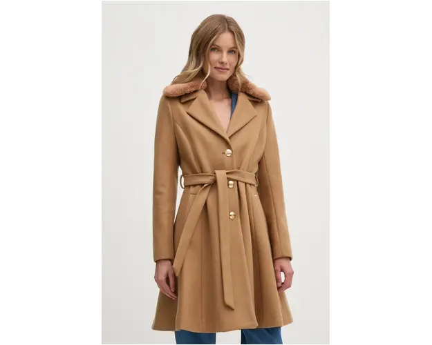 Gaudi palton din lana culoarea maro, de tranzitie, 421FD35005