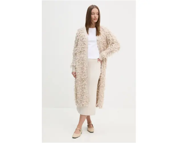 OUI cardigan din amestec de lana culoarea bej, 89838