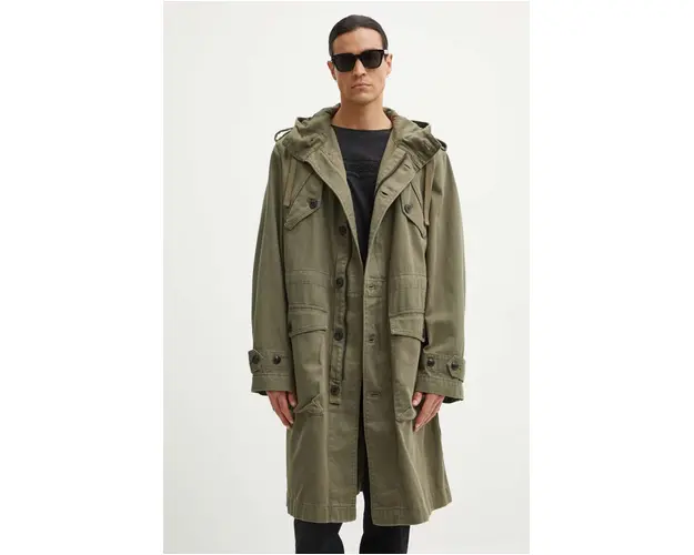 The Kooples jacheta de bumbac culoarea verde, de tranzitie, HPAR29000K