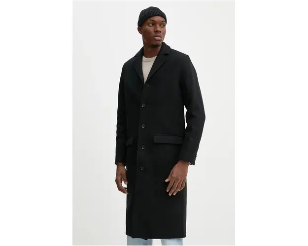 Samsoe Samsoe palton de lana SATESFA culoarea negru, de tranzitie, M24300090