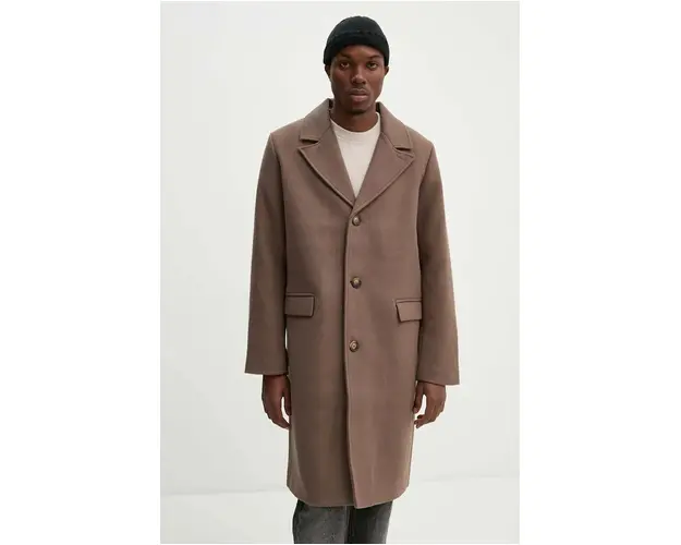 Won Hundred palton de lana culoarea bej, de tranzitie, 3319-13050