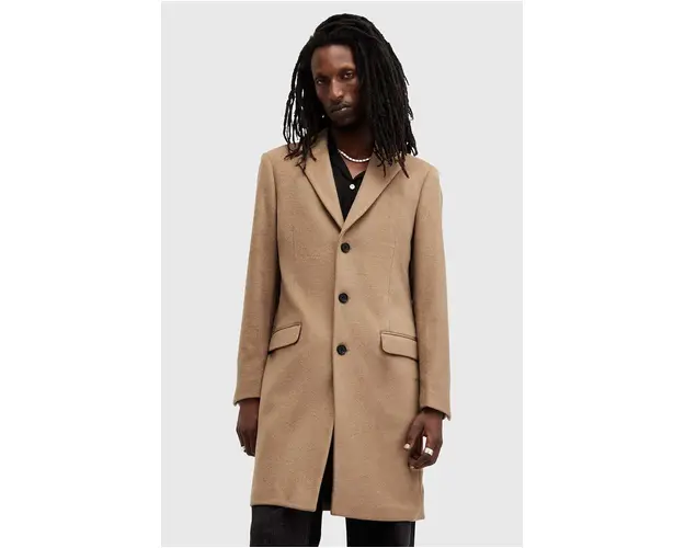 AllSaints palton din lana HAL COAT culoarea bej, de tranzitie, M005OZ