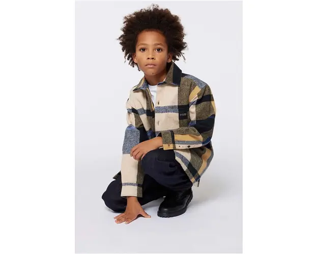 BOSS camasa de bumbac pentru copii culoarea bej, J51129