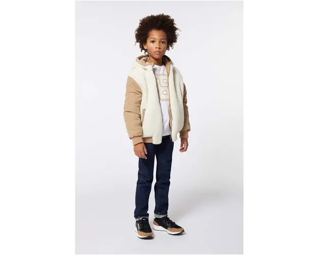 BOSS geaca reversibila pentru copii culoarea bej, J51203