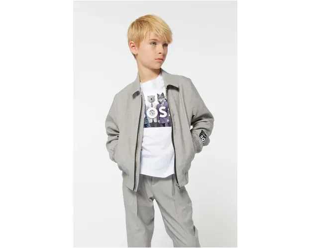 BOSS geaca copii culoarea gri, J51229