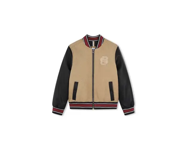 BOSS geaca bomber pentru copii din amestec de lana culoarea maro, J51243