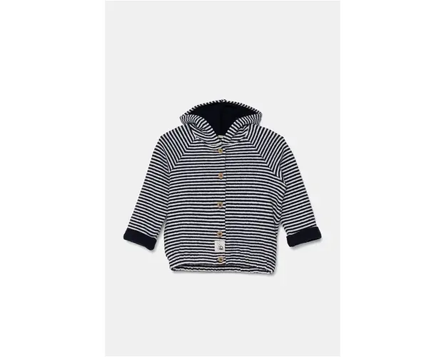 United Colors of Benetton bluza bebe culoarea albastru marin, cu gluga, modelator, 3KZMA501B