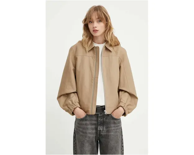 Samsoe Samsoe jacheta de bumbac SAJOY culoarea bej, de tranzitie, oversize, F24200073