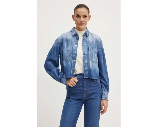 Boss Orange camasa jeans femei, cu guler clasic, relaxed, 50518242