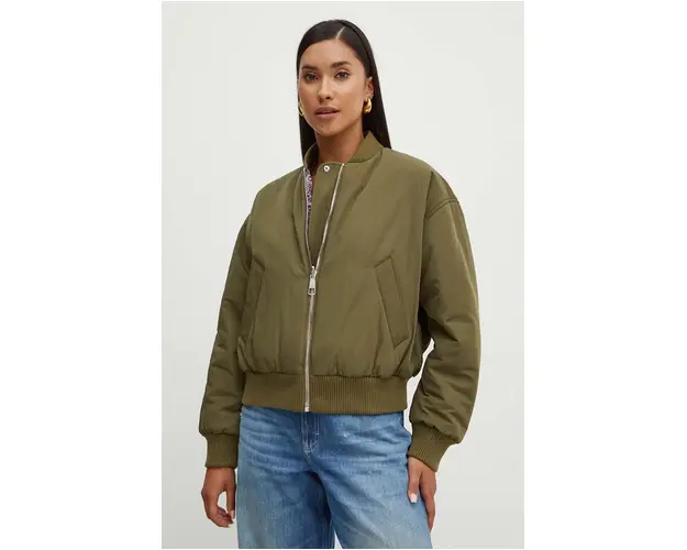 Boss Orange geaca bomber cu doua fete femei, culoarea verde, de iarna, oversize, 50521621