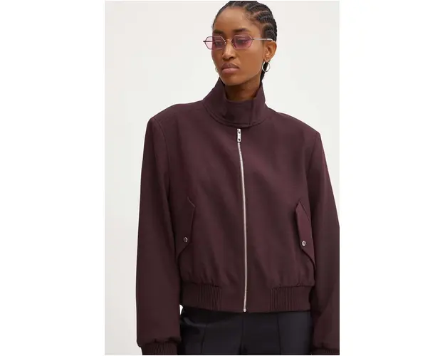 BOSS geaca femei, culoarea bordo, de tranzitie, 50518457