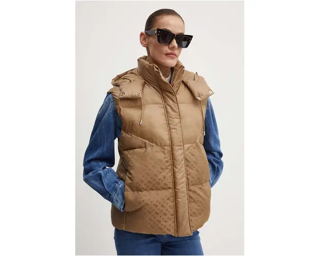 BOSS vesta femei, culoarea bej, de iarna, 50518344