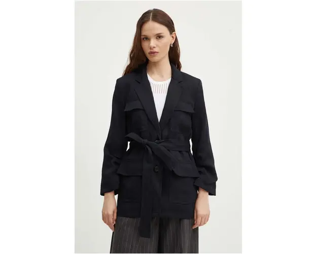 Dkny sacou femei, culoarea negru, un singur rand de nasturi, neted, P4DCTX65