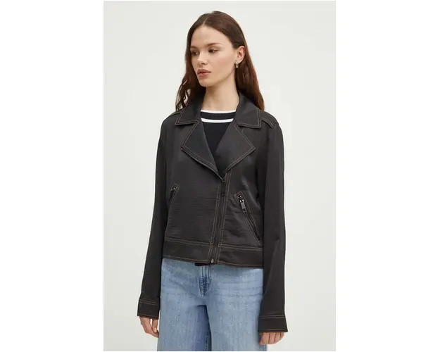 Dkny geaca femei, culoarea negru, de tranzitie, P4ECT080