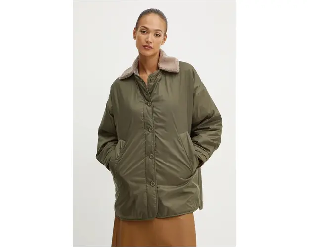 Weekend Max Mara geaca cu doua fete femei, culoarea verde, de tranzitie, oversize, 2425486011600