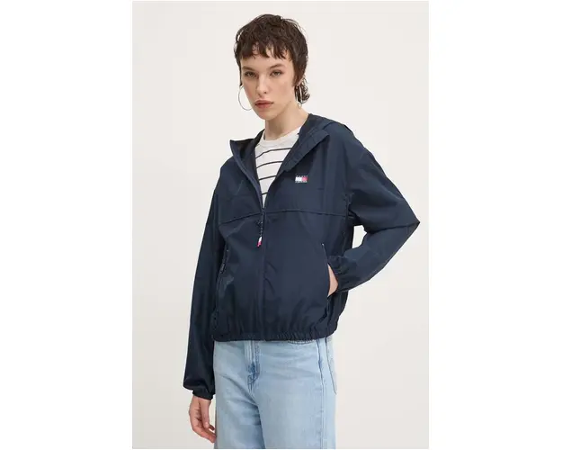 Tommy Jeans windbreaker culoarea albastru marin, de tranzitie, DW0DW19302