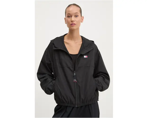 Tommy Jeans windbreaker culoarea negru, de tranzitie, DW0DW19302